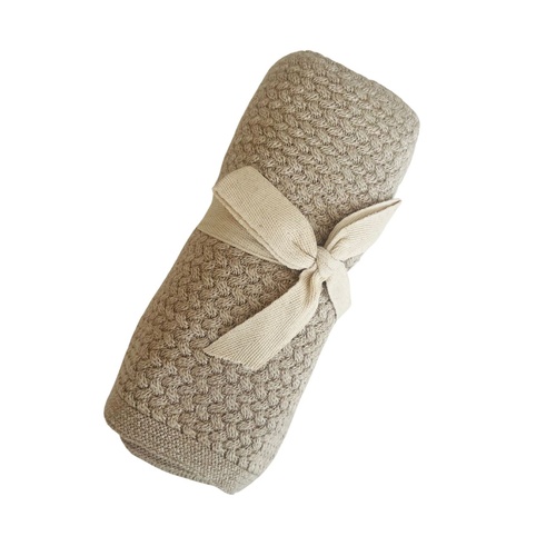 Mini & Me Herringbone Blanket Oatmeal Melange'