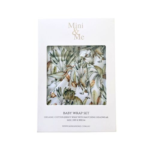 Mini & Me Organic Jersey Baby Wrap Set Jurassic - Clearance